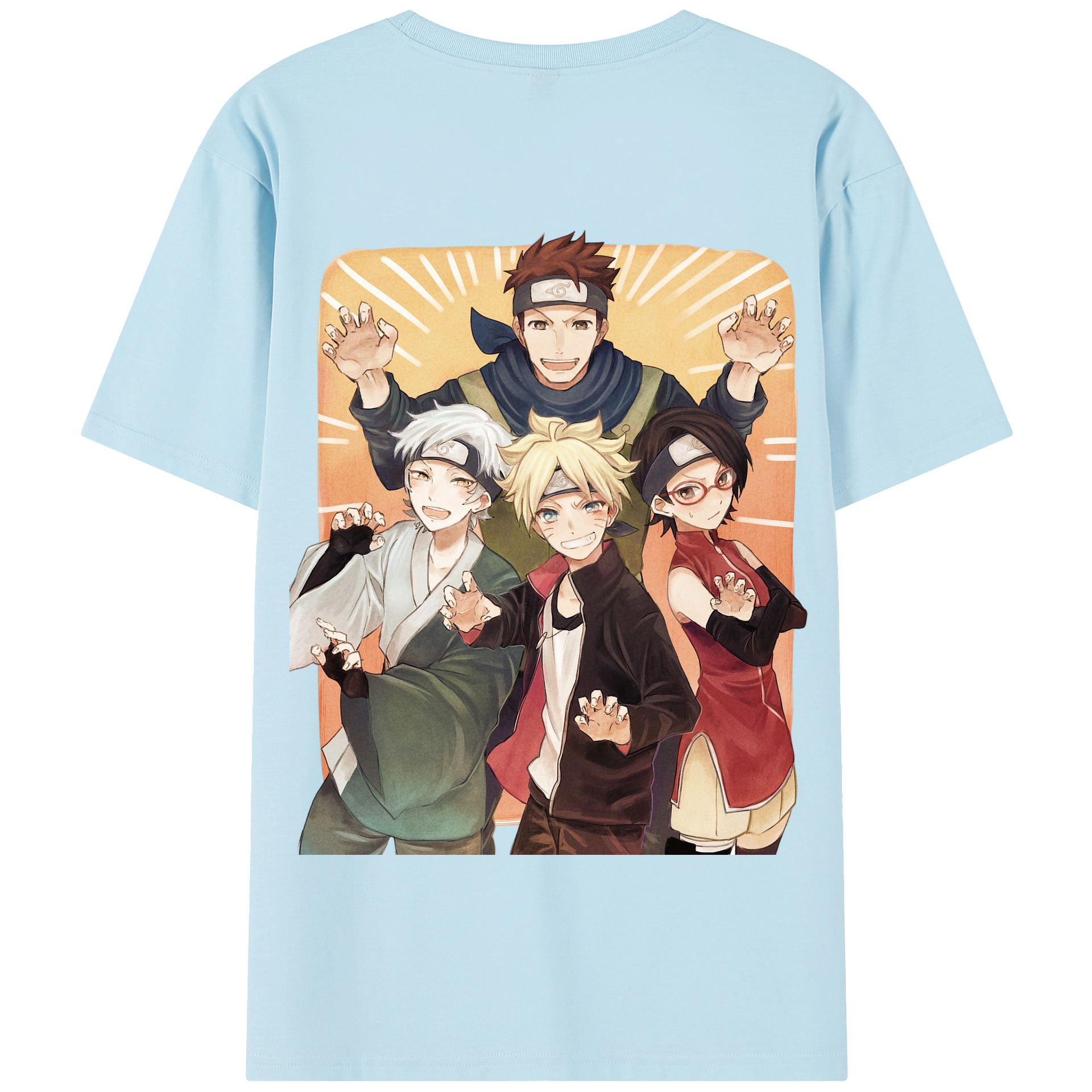 （画像用） NARUTO -ナルト- うちは サラダ Uchiha Sarada 綿100％半袖Tシャツ（背面プリント）
